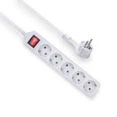 ACT Električni razdelilec AC2455 s stikalom 5DIN 1,5m bel