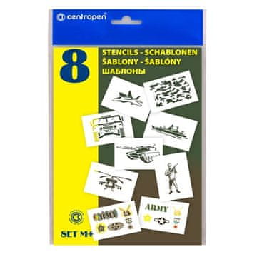 Centropen AIR PENS G šablone 9996/M Vojaški motivi, set 8 kos