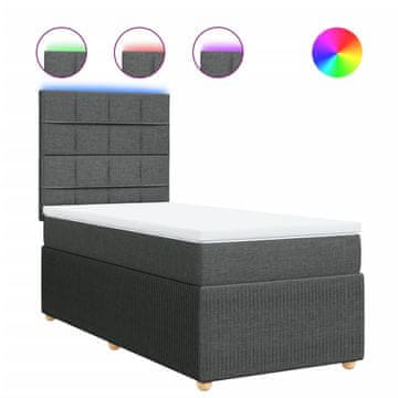 Vidaxl Box spring postelja z vzmetnico temno siva 90x190 cm blago