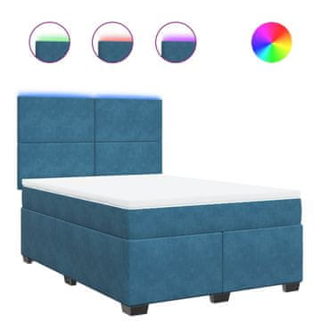 Vidaxl Box spring postelja z vzmetnico modra 140x200 cm žamet