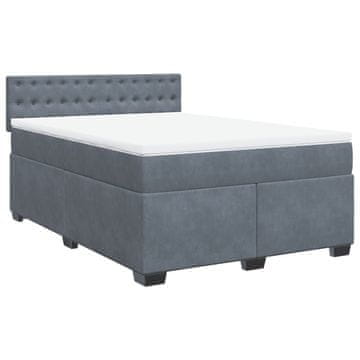 Vidaxl Box spring postelja z vzmetnico temno siva 160x200 cm žamet