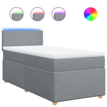 Vidaxl Box spring postelja z vzmetnico svetlo siva 90x200 cm blago