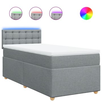 Vidaxl Box spring postelja z vzmetnico svetlo siva 90x200 cm blago