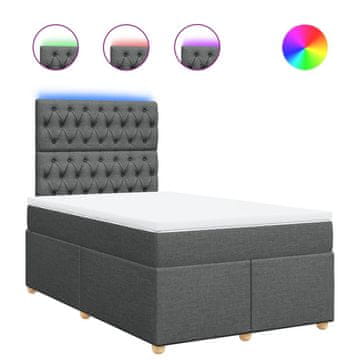 Vidaxl Box spring postelja z vzmetnico temno siva 120x200 cm blago