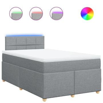 Vidaxl Box spring postelja z vzmetnico svetlo siva 120x200 cm blago