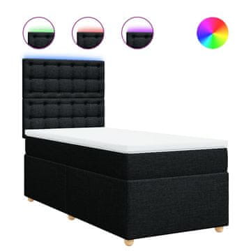Vidaxl Box spring postelja z vzmetnico črna 100x200 cm blago