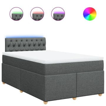 Vidaxl Box spring postelja z vzmetnico temno siva 120x200 cm blago
