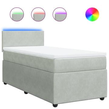 Vidaxl Box spring postelja z vzmetnico svetlo siva 90x200 cm žamet