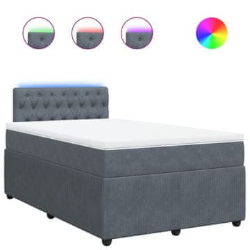 Vidaxl Box spring postelja z vzmetnico temno siv 120x190 cm žamet