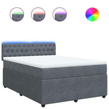 Vidaxl Box spring posteljni z vzmetnico temno siv 140x190 cm žamet