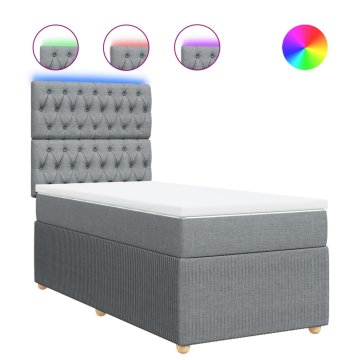 Vidaxl Box spring postelja z vzmetnico svetlo siva 90x190 cm blago
