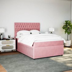 Vidaxl Box spring postelja z vzmetnico roza 160x200 cm žamet