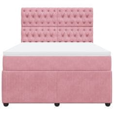 Vidaxl Box spring postelja z vzmetnico roza 160x200 cm žamet