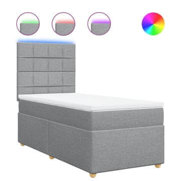 Vidaxl Box spring postelja z vzmetnico svetlo siv 100x200 cm blago