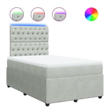 Vidaxl Box spring postelja z vzmetnico svetlo siva 120x200 cm žamet