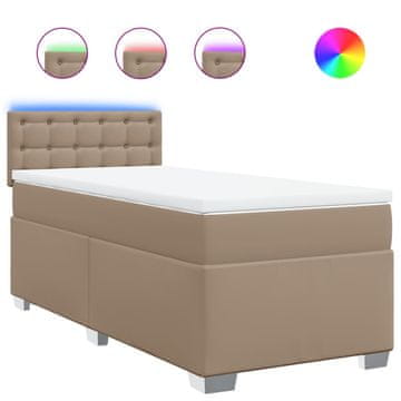 Vidaxl Box spring postelja z vzmetnico kapučino 90x190 cm umetno usnje