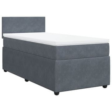 Vidaxl Box spring postelja z vzmetnico temno siva 100x200 cm žamet