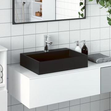 Vidaxl vidaXL Umivalnik, 50x38x11 cm, mineralni/marmorni kompozit, mat črna