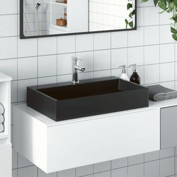 Vidaxl vidaXL Umivalnik, 60x38x11 cm, mineralni/marmorni kompozit, mat črna