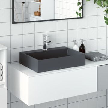 Vidaxl vidaXL Umivalnik, 50x38x11 cm, mineralni/marmorni kompozit, antracit