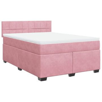 Vidaxl Box spring postelja z vzmetnico roza 160x200 cm žamet
