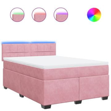 Vidaxl Box spring postelja z vzmetnico roza 160x200 cm žamet