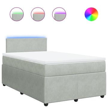 Vidaxl Box spring postelja z vzmetnico svetlo siva 120x200 cm žamet