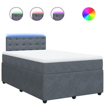Vidaxl Box spring postelja z vzmetnico temno siva 120x200 cm žamet
