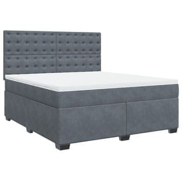 Vidaxl Box spring postelja z vzmetnico temno siva 180x200 cm žamet