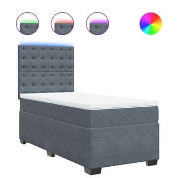 Vidaxl Box spring postelja z vzmetnico temno siva 90x200 cm žamet
