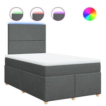 Vidaxl Box spring postelja z vzmetnico temno siva 120x200 cm blago