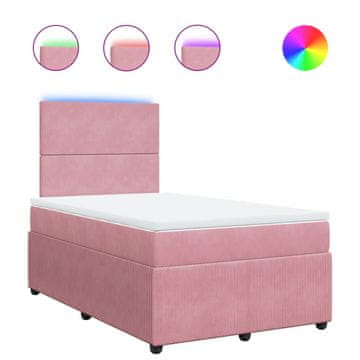 Vidaxl Box spring postelja z vzmetnico roza 120x200 cm žamet