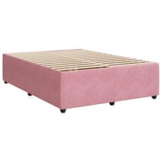 Vidaxl Box spring postelja z vzmetnico roza 160x200 cm žamet