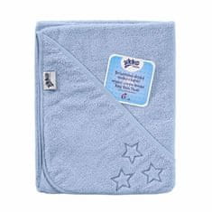 XKKO Organic BIO bombažna frotirna brisača s kapuco 90x90 - Baby Blue Stars