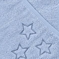 XKKO Organic BIO bombažna frotirna brisača s kapuco 90x90 - Baby Blue Stars