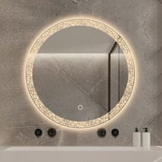 S6 Steklarstvo Šest Okroglo LED ogledalo S613A , fi 70cm,z vzorcem, kopalniško ogledalo 3barve LED 6000K, 4000K, 3000K