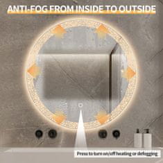 S6 Steklarstvo Šest Okroglo LED ogledalo S613A , fi 70cm,z vzorcem, kopalniško ogledalo 3barve LED 6000K, 4000K, 3000K