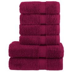 shumee Komplet brisač iz bombaža 6-delni bordo 600 gsm 100% bombaž