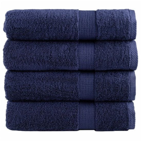 shumee Premium brisače 4 kosi modra 70x140 cm 600 g/m2 100 % bombaž