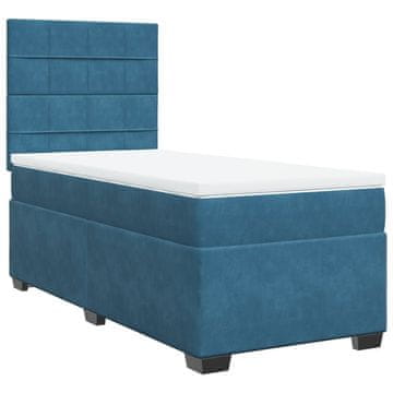 Vidaxl Box spring postelja z vzmetnico modra 80x200 cm žamet