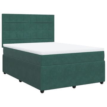 Vidaxl Box spring postelja z vzmetnico temno zelena 160x200 cm žamet
