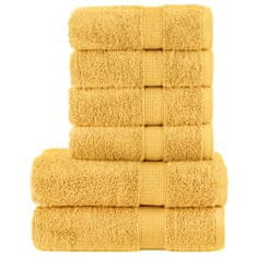 Vidaxl Komplet brisač iz bombaža 6-delni SOLUND zlata 600 gsm