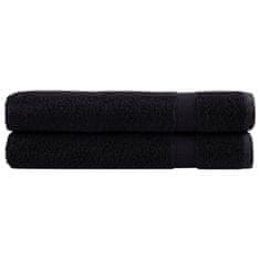 shumee Premium brisače 2 kos črna 80x200 cm 600 g/m2 100 % bombaž