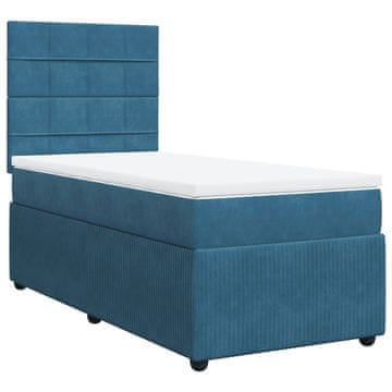 Vidaxl Box spring postelja z vzmetnico temno modra 80x200 cm žamet