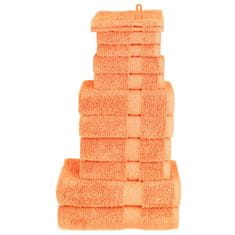 Vidaxl Komplet brisač iz bombaža 12-delni SOLUND oranžna 600 gsm