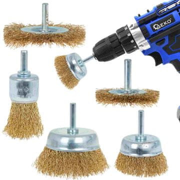 GEKO Set 5 žičnih krtač za vijačnike 6mm