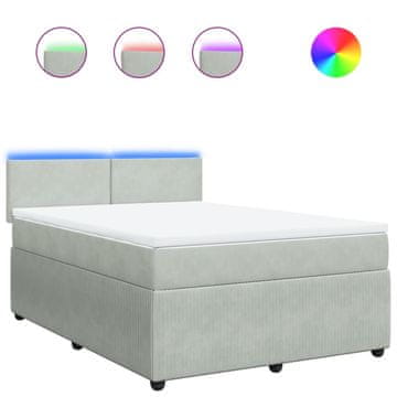 Vidaxl Box spring postelja z vzmetnico svetlo siv 140x190 cm žamet