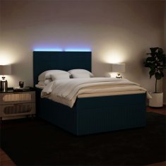 Vidaxl Box spring postelja z vzmetnico modra 140x200 cm žamet