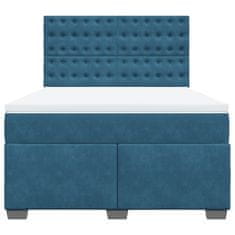 Vidaxl Box spring postelja z vzmetnico modra 160x200 cm žamet