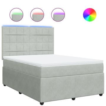 Vidaxl Box spring postelja z vzmetnico svetlo siv 140x190 cm žamet